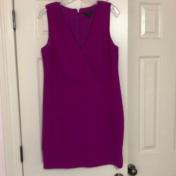 J. Crew Dresses & Skirts - J Crew Crepe Crossover Straight Bright Plum Dress Sz 6 Career Preppy Sle…